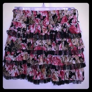 Multi layered pull on Floral Skirt